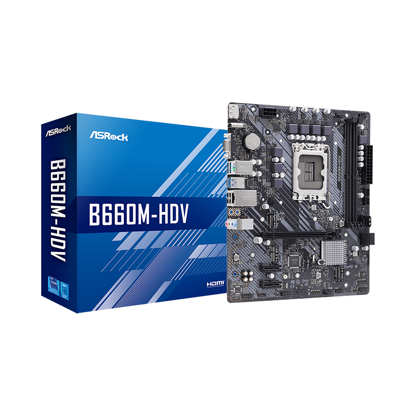 MAINBOARD ASROCK B660M-HDV (INTEL B660, SOCKET 1700, M-ATX, 2X DDR4 MODULES)