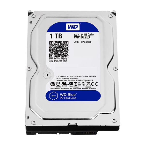 Ổ CỨNG HDD WD BLUE 1TB 3.5 INCH SATA III 64MB CACHE 7200RPM (WD10EZEX) - HÀNG NHẬP KHẨU